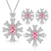 Conjunto de joias feminino mais vendido de colar, brincos e anel em formato de coração totalmente cravejado de diamantes, super brilhante, de streamer popular ao vivo online