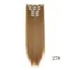 Conjunto Europeu e Americano de 16 Peças de Perucas para Cabelo Longo, Extensões de Cabelo Prontas, Extensões de Cabelo Artificiais de Uma Peça, Cabelo Liso, Cabelo Artificial Fofo Invisível