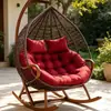 Cojín para tumbona transfronterizo, tamaño doble, redondo, con cojín para respaldo y cojín para asiento, adecuado para jardín, sala de estar, sofá y mecedora; cojín doble engrosado
