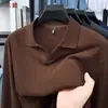 Ropa de hombre transfronteriza: Exquisito conjunto de moda con un suéter casual de punto para negocios con cuello de gaviota, top de manga larga con cuello camisero de mezcla de lana