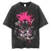 Camiseta Vintage Lavada Street Hip Hop Anime Dragon Ball Desenho Animado Estampada Gráfica Casual Algodão Verão Manga Curta