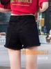 Shorts de Mezclilla Negros para Mujer Verano Delgados 2024 Delgados de Cintura Alta Corte A Sueltos Talla Grande Ropa Exterior Rotos Pierna Ancha Pantalones Cortos