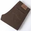 Lee dex Calças de Outono e Inverno Masculinas Grossas Elásticas Retas Largas para Homens de Meia-Idade Business Casual Calças Masculinas Slim-Fit