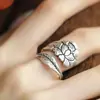 Nuevo Anillo de Flor de Peonía Retro para Mujer, Nuevo Diseño de Estilo Chino de Nicho Estilo Nacional, Anillo Sencillo y de Alta Gama de Color Liso Exquisito