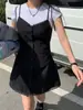 Elegante Camisola de Verano Coreana con Retazos de Encaje Francés, Temperamento, Ceñida a la Cintura, de un Solo Botón, para Vestir en Capas, Versátil, para Mujer