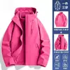 Estilo Similar a la Marca Camel, Chaqueta de Trabajo Unisex Tres en Uno con Capucha Resistente al Viento para Exteriores Casual, Personalizable