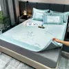 Juego de Tres Piezas de Alfombrilla de Seda de Hielo de Color Sólido de Gama Alta, Alfombrilla Plegable Fresca de Verano Lavable para Aire Acondicionado, Alfombrilla de Alta Densidad