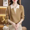 Suéter de Tricô Feminino Solto e Emagrecedor, Nova Peça Elegante de Tricô para Outono e Inverno, Design Falso de Duas Peças