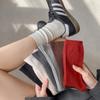 Calcetines de Felpa de Color Sólido para Mujer Cuatro Estaciones Simple Casual Combinable Calcetines de Mujer Doble Aguja Calcetines de Media Caña para Mujer Modernos Otoño e Invierno