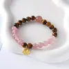 Pulseira de Cristal Natural Ametista Quartzo Rosa Bolsa da Sorte Pingente Pulseira Joias Manuais DIY Barraquinha de Joias Artesanais Lembrança Transmissão ao Vivo Atacado