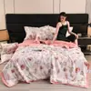 Nuevo Estilo Colcha de Verano de Tencel Lavado Juego de Cuatro Piezas, Colcha de Verano de Seda Fresca, Colcha de Aire Acondicionado, Colcha Fina de Regalo de Verano, Dropshipping