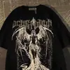 Camiseta estampada de manga curta estilo hip-hop retrô americano para homens, novo estilo de verão, marca da moda para casais, top cool e folgado