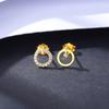 PAG & MAG925 Plata Esterlina Geométricos Micro-incrustados Zirconia Pendientes Redondos Estilo Frío Simples Pendientes de Lujo Ligero Pendientes