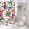 Cortina de baño serie mariposa, cortina de ducha decorativa, alfombrilla absorbente para el suelo, alfombra de inodoro, tapiz de poliéster con impresión digital