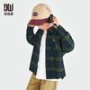 Camisas para Niños Duoduo con Tejido Cepillado, Sensación Confortable en la Piel, Tops de Cuadros Vintage de Primavera y Otoño, Chaquetas de Algodón Puro para Niños Medianos y Grandes