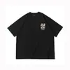 2026 Nova Moda Tendência Nacional Estampado em Água Gola Redonda Manga Curta Camiseta Masculina Marca da Moda Manga Meia Manga Preto Branco