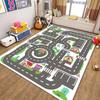Alfombra Infantil para Gatear Mapa de la Ciudad Alfombra de Juego de Tráfico Sala de Estar Dormitorio Alfombra de Gateo de Dibujos Animados