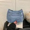2026 Moda Bolso de Hombro Único de Mezclilla para Viajar Gran Capacidad Nuevo Casual Moda Versátil Retro Salida Bolso Cruzado