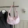 Bolsa transversal estilosa para meninas, nova coleção 2026, versátil para o dia a dia, casual e uso estudantil, bolsa de lona tipo nuvem de grande capacidade