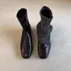 Botines de punta cuadrada estilo coreano, cálidos para invierno, botas de moda nuevas y trendy 2026, negros, estilizan y son adecuados para ir al trabajo