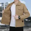 Chaqueta Transfronteriza con Forro Polar, Lana de Cordero Engrosada, Chaqueta Lavada para Hombre, Abrigo Grueso Cálido Holgado, Cuello Solapa Casual
