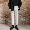 Pantalones de vestir cropped ajustados para hombre talla grande, pantalones de vestir casuales rectos de moda con efecto de caída