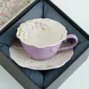 Taza de Café de Glicinia de Primavera de Fábrica Set de Mariposas Taza de Cerámica de Alta Gama con Tacto Lujoso, Elegante y Hermosa Taza para Latte