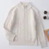 Suéter de lã infantil para meninos e meninas, suéter de malha trançada com zíper parcial e gola alta, top pullover espesso para outono e inverno com bolinhas coloridas para crianças mais velhas