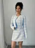 Blazer feminino transfronteiriço europeu e americano, modelo novo 2026, requintado e elegante, para festas à noite e encontros, com design acinturado