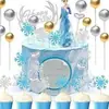 Vestido Azul Princesa de Hielo Decoración para Hornear Pasteles Niña Pequeña Regalo de Cumpleaños para Niña Accesorios para Pasteles Adornos