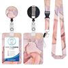 Patrón de Mármol Pintura al Óleo Cielo Estrellado Estampado Colorido Retráctil Fácil de Tirar Soporte para Teléfono ID Cordón Soporte para Tarjeta