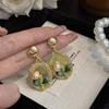 Pendientes de esmalte de pintura al óleo estilo corte francés retro elegantes exagerados de moda pendientes geométricos de perlas aguja de plata 925