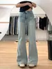 Jeans Lavados de Color Claro Bootcut para Mujer en Otoño Nuevo Retro de Tiro Alto Ajustados Pierna Ancha Rectos Ajustados Pantalones de Campana