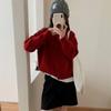 Cárdigan de Punto Simple con Cuello Redondo Estilo Coreano para Mujer Otoño e Invierno Nuevo Estilo Estilo Perezoso Chaqueta Suéter Corta para Personas Bajas
