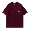 Camiseta de Manga Corta de Algodón Puro de Peso Pesado con Estampado de Letra Ok, Verano Holgada Talla Grande Retro Americano Pullover para Hombre Tendencia