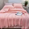 Sábana de cama de algodón 60 hilo Bali, tejido denso, con banda recta teñida, lavado a la arena, colcha de verano, colcha para aire acondicionado, juego de tres, cuatro piezas