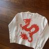 Camiseta Y2K Transfronteriza Europea y Americana Estampada de Manga Larga con Cuello Redondo Top Personalizado Retro Oscuro Trendy Ins Suelta Camiseta Sudadera
