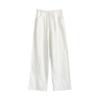 Calças Casuais 2025 Femininas Verão Simples Finas Largas Cintura Alta Slim Brancas Retas Calças de Linho Calças de Perna Larga