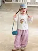 Roupas infantis Suzhili, conjunto de outono para meninas, roupa casual estilo coreano, conjunto infantil de blusa de manga comprida e calça de moletom, roupas de bebê menina categoria A