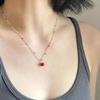 Primavera y verano nuevo estilo colorido colgante de flor pequeña cadena clavicular para mujer lindo collar de manzana roja accesorios