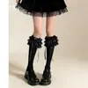Meias Lolita de Renda Grande Multicamadas para Panturrilha de Trabalho Pesado, Meias com Babados de Renda Multicamadas de Veludo, Meias Finas de Gelo para o Verão