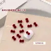 Decorações de Pedrarias para Unhas de Ano Novo, Populares no Xiaohongshu, Laço Vermelho Veludo, Pedrarias Empilhadas de Zircônia Flat, Decoração de Unhas DIY