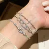 Pulseira de Zircônia de Designer Mais Vendida Transfronteiriça Europeia e Americana, Luxo Leve, Alto Padrão, Versátil, Joia Estilo Vintage