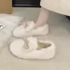 Zapatos de mujer sin cordones, esponjosos, suaves y acogedores, perfectos para usar al aire libre, con un nuevo diseño otoño/invierno 2026 con forro de algodón peludo y suela plana