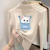 Camada base feminina com forro de fleece, novo estilo outono/inverno 2026 para crianças, blusa interna, tamanho médio a grande, camiseta de gola meio alta, quente