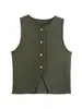ZA Comercio Exterior 2024 Venta al por mayor Nuevo Chaleco Corto de Punto Simple Joker Ajustado de Cuello Redondo para Mujer Europeo y Americano