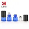 Frasco rollerball de 1ml, frasco de óleo essencial, frasco de perfume, frasco rollerball de vidro transparente com esfera de aço, frasco azul portátil recarregável, personalizável