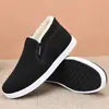 Zapatos de Tela de Old Beijing de Caña Alta de Invierno para Hombre con Forro de Terciopelo Espeso, Zapatos de Algodón Slip-On, Suela Blanda Antideslizante, Botas de Algodón para Hombres de Mediana Edad y Ancianos