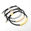 Moda Europeia e Americana Letras Aço Titânio Pulseira de Casal Ajustável Trançada Oca Corda de Cotovelo Corda de Mão para Namoradas Joias DIY