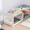 Estante de almacenamiento de papelería de doble capa para escritorio, pequeño y hueco, para dormitorio, miniestante de lavado para baño doméstico, estante de acabado